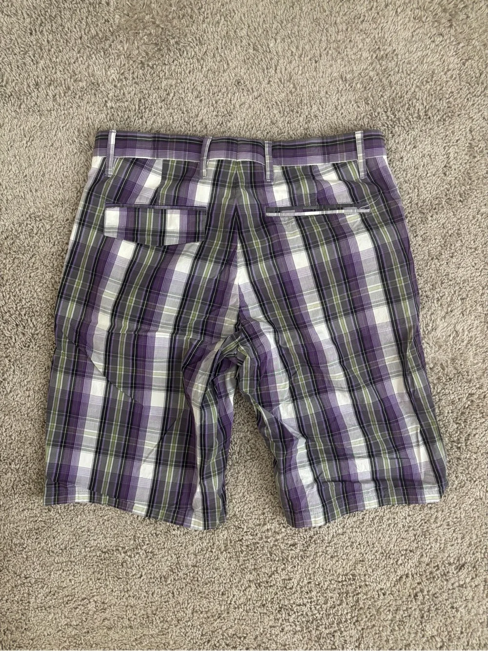 H&M Purple Plaid Flat Front Men's Shorts